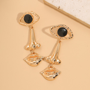 Boucles d'oreilles vintage <span class=keywords><strong>Diablo</strong></span> pour femme, prix de gros, mode polyvalente, pour bal de promo, personnalisées, motif nez, lèvres et yeux - Product Image 1