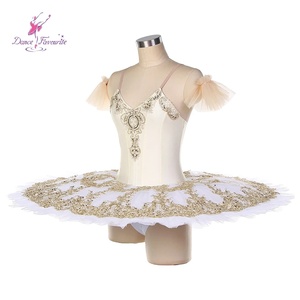 Tutu de Ballet pré-professionnel BLL537 corsage en Spandex ivoire garniture dorée jupe en Tulle immobile jupe de <span class=keywords><strong>danse</strong></span> en strass - Product Image 4