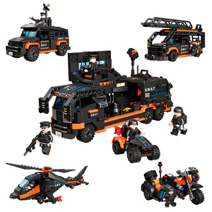4 Trong 1 Loạt Quân Đội Hành Động Swat Kidsren Của Nhựa Moc Lắp Ráp Xe Cảnh Sát Tấn Công Xe Máy Bay Trực Thăng Đồ Chơi Mô Hình - Product Image 5