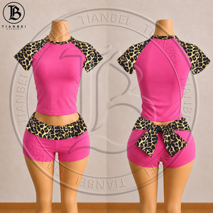 Set Due Pezzi Autunnale con Stampa Ghepardo <span class=keywords><strong>per</strong></span> Donne, Logo Personalizzato, Alta Qualità, <span class=keywords><strong>Camicie</strong></span> a Maniche Lunghe in Cotone e Pantaloni Leggings, Completo Loungewear <span class=keywords><strong>per</strong></span> Donne - Product Image 4