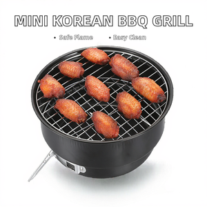 Portable en fonte Mini gril intérieur/extérieur coréen <span class=keywords><strong>BBQ</strong></span> chariot Ceram finition pulvérisation granulés carburant méthode de cuisson - Product Image 2