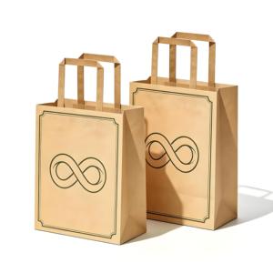 Customized Logo Eco-Friendly Durable Kraft Paper <b>Bags</b> with Flat Handles Tear Resistant for Farm Market Organic Product Packaging - Product Image 1