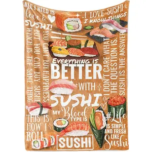 Unieke Sushi Design Deken Bedrukt Flanel Pluche Gooi Deken Geschenken Voor Sushi Liefhebbers