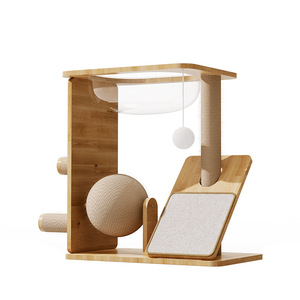 Solid Wood Cat Climbing <b>Frame</b> 2 Levels Sisal Scratching Board Space Capsule Design Space Saving Cat Toy - Product Image 3