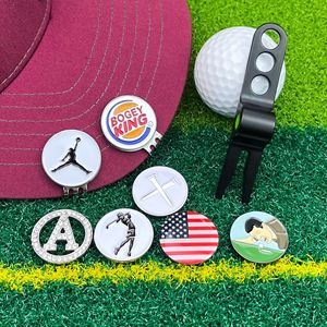 Golf Alloy Green Fork Repair <b>Tool</b> Magnetic Ball Marker Cap <b>Clip</b> Set Multifunctional Gift Box Universal Zinc Alloy - Product Image 2