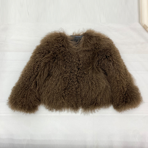 <span class=keywords><strong>Manteau</strong></span> de fourrure d'agneau du Tibet bouclé à col rond en peau courte de couleur personnalisée <span class=keywords><strong>manteau</strong></span> de fourrure mongole véritable pour femmes - Product Image 1