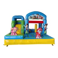 Popular China comercial barato dibujos animados salto trampolín niños castillos deslizamiento tobogán Combo inflable