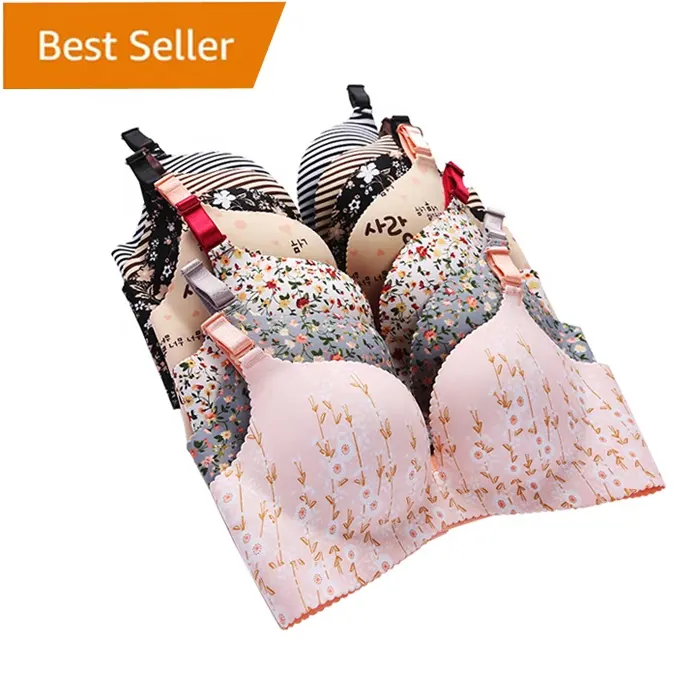 Fábrica al por mayor barato de una pieza de impresión inalámbrica Push Up chicas jóvenes sexy Comfort Bralettes camiseta sujetadores sin costuras señoras sujetador