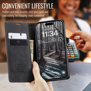 Étui portefeuille à rabat <span class=keywords><strong>Caseme</strong></span> pour <span class=keywords><strong>iPhone</strong></span> 17 Pro Max Air 16 15 Pro 14 Plus 13 12 11 XS Max <span class=keywords><strong>XR</strong></span> X 7 8 Plus avec béquille en cuir PU - Product Image 5
