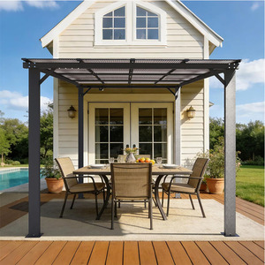 Pérgola de aluminio resistente a la oxidación con techo de policarbonato UV, fijada a la pared, de 10x8 pies, modelo YSGB1008, del fabricante. - Product Image 5