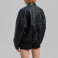 OEVE Veste en similicuir pour femmes, streetwear, manteaux oversize pour femmes avec poches zippées sur le devant, blouson aviateur
