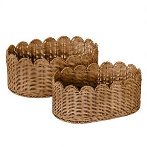 Panier de rangement en osier de style jardin, écologique, fait à la main, pour organiser les sacs, les chaussures, décorations de Pâques - Product Image 1