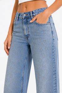 Jeans a Vita Alta e Gamba Larga con Stampa Glitterata, Vestibilità Comoda, Lunghezza Intera, in Cotone Stonewashed, Stile Casual - Product Image 5