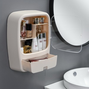 Wall Mounted Cosmetic Storage Box With Drawer Multi Compartment Transparent Cover For Bathroom Makeup Organizer - Product Image 3