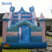 Château Gonflable Commercial Bleu et Blanc avec Toboggan Combo pour Enfants, Maison de Rebond et Toboggan Sec pour Location de Fêtes et Aire de Jeux Extérieure