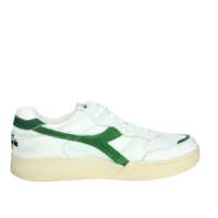 Baskets Diadora Heritage unisexes pour adultes, blanc/vert, taille 36, à lacets, avec amorti, chaussures de basketball, empeigne en cuir véritable, semelle intermédiaire en EVA