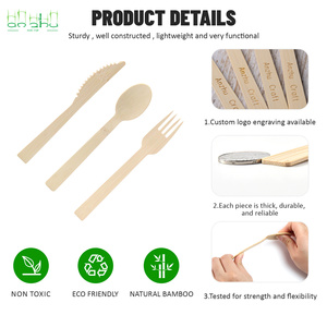 El <span class=keywords><strong>mejor</strong></span> juego de cubiertos desechables de bambú al por mayor, nuevo proveedor, material duradero ecológico, cucharas con logotipo personalizado, tenedor, cuchillo - Product Image 2