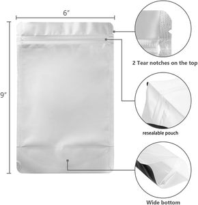 Pochette à fermeture éclair double face en feuille métallisée noire et blanche brillante, anti-odeur, thermoscellable, pour échantillons et stockage alimentaire - Product Image 2