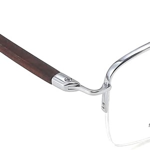 Monture optique classique en titane massif doré, branches en bois d'ébène et bois de rose, verres AC, placage IP diamant, anti-lumière bleue - Product Image 4