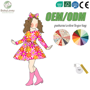 Babylovey Vestito Personalizzato in Bambù per Bambine, Abito a Maniche Lunghe Morbido con Gonna a Cerchio per Bambine, Vendita all'Ingrosso - Product Image 1