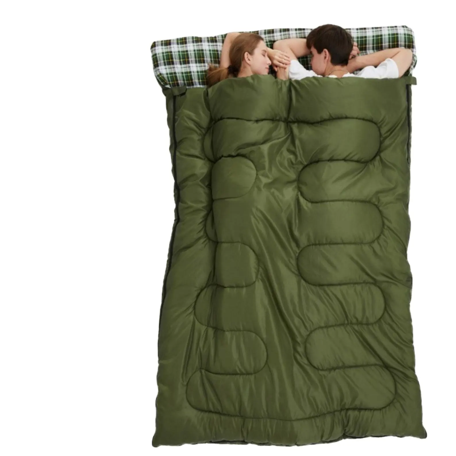 3 인 더블 부모-자식 가족 커플 침낭 스플라이스 가능 야외 방수 휴대용 침낭