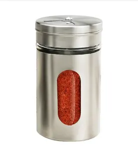 不锈钢调料罐，带振动筛盖80毫升香料收纳器烧烤容器储物罐套装香料振动筛