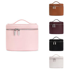 Bolsa de Maquillaje Profesional para Viaje, Estuche Cosmético Marrón, Organizador de Artículos de Aseo de Gran Capacidad, Caja de Maquillaje Portátil, <span class=keywords><strong>Kit</strong></span> de Belleza - Product Image 6
