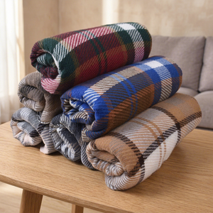 Wholesale Modern Geometric Line Plaid Scarf Cashmere Feel Winter Warm Checkered <b>Shawl</b> with Tassel Soft Fringe <b>Wrap</b> for Women - Product Image 1