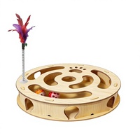 OEM ODM Jouet pour chat en bois 3-en-1 : Griffoir, Boîte labyrinthe interactive et éducative avec clochette et balle