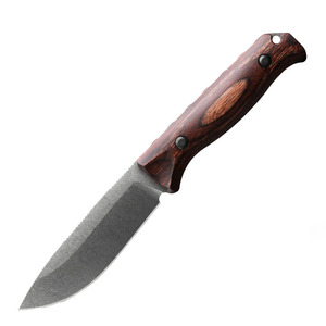 Cuchillo de Caza de Acero de Damasco Auténtico de Green Hills Enterprises con Hoja Fija y Funda de Cuero, Hoja Personalizable para Desollar - Product Image 1