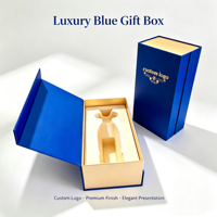 Boîte cadeau personnalisée haut de gamme étanche pour vin et spiritueux, avec insert en éponge bleue, couvercle magnétique rigide, idéale pour les fêtes