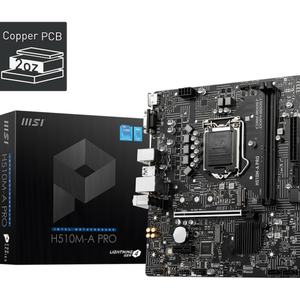 Carte mère MSI H510M-A PRO H510 DDR4 S-ATA 600 MicroATX Gen4 prise en charge du jeu de puces 64 bits Windows 10 - Product Image 2