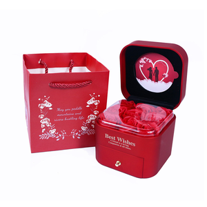 Новая квадратная шкатулка для украшений из пластика на День святого Валентина, подарочная коробка для колец и кулонов, романтичный дизайн, бархатная подкладка, для хранения ювелирных изделий - Product Image 3