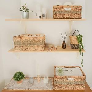 3 Set doğal su sümbülü saklama sepetleri düzenlemek için dekoratif seagrass sepetleri taşıma kolları ile - Product Image 2