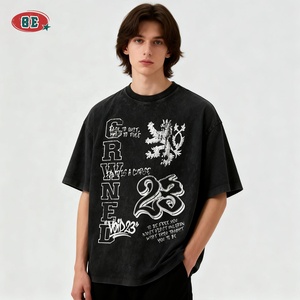 T-shirt Grafiche Vintage Oversize in Cotone Lavato con Acido, Stampa Personalizzata, Logo Personalizzato, T-shirt Basic da Uomo - Produttori di <span class=keywords><strong>Abbigliamento</strong></span> - Product Image 3