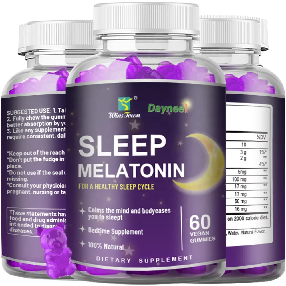 Sleep Melatonin Gummies Wholesale Sleep Deep Aid Melatonina Vitamin B6 Hemp Oil Ashwagandha L-theanine 5-HTP Melatonin fudge