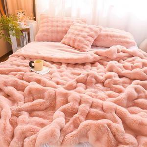 2025top Bán thiết kế độc đáo nhà dệt MANTA bong bóng Faux lông chăn sang trọng flannel ném chăn Faux Bunny lông bedding Set - Product Image 4