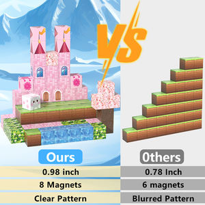 مكعب قلعة وردية مكعبات مغناطيسية 96 + قطعة مغناطيس مبنى من الألغام الحرفية على طراز عالمي مجموعة ألعاب كبيرة الحجم تصنعها بنفسك - Product Image 6