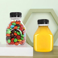 Vente flash : Bouteilles d'eau et de jus réutilisables en plastique PET de qualité alimentaire, forme carrée courte et épaisse, 8 oz, avec bouchons anti-fuite pour contenants vides