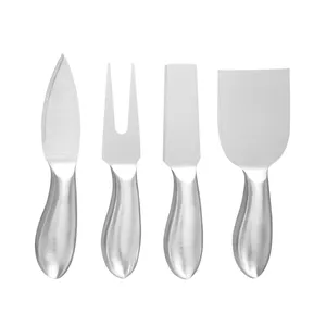 Commercio all'ingrosso Food Grade In Acciaio Inox 304 Argento 4 Pezzo di Burro Formaggio Affettatrice Taglierina Coltello Formaggio Set di Coltelli Oro