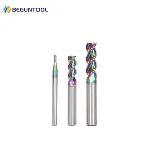 Renkli freze kesicisi alüminyum End Mill karbür Tungsten freze araçları CNC makinesi 3 flüt renk kaplama alüminyum End Mill