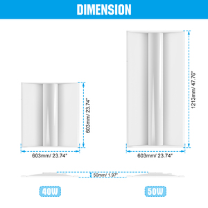 Plafonnier LED encastré 2x2 40W/35W/30W/25W/20W à profil bas pour faux plafond avec diffuseur nervuré incurvé - Product Image 2