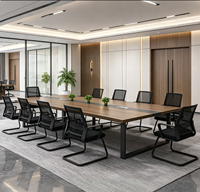 Table de conférence commerciale Shengli en MDF avec boîte à câbles - Design moderne et minimaliste, 12 places, pieds en métal pour salles de conférence de bureau