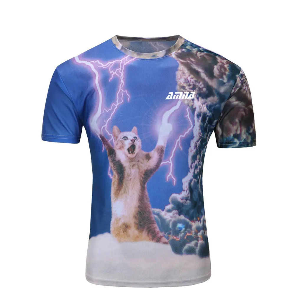 プロの猫昇華Tシャツプルオーバー半袖ストリートウェアメンズTシャツ