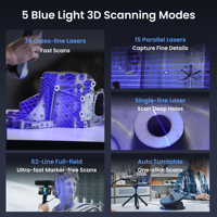 Scanner 3D Revopoint MetroY Pro pour l'impression 3D, couleur intégrale, précision jusqu'à 0,01 mm, scanner laser bleu industriel portable 34+15+1