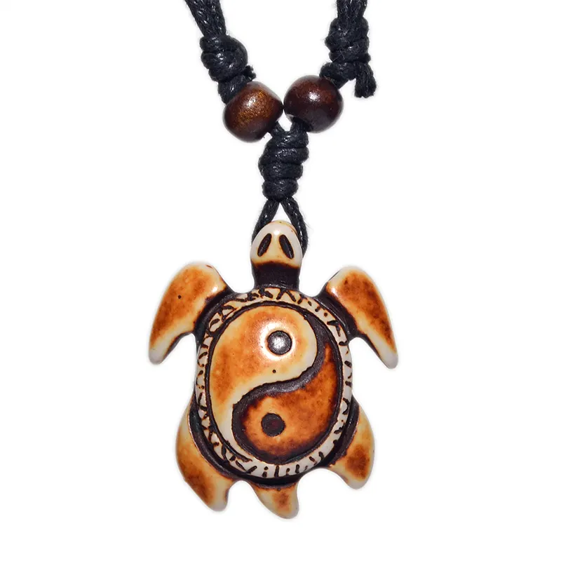 FX006 ожерелье из Новой Зеландии с подвеской в виде морских черепашек, мужской чокер, Ювелирное Украшение в морском стиле, имитация кости яка, ожерелье