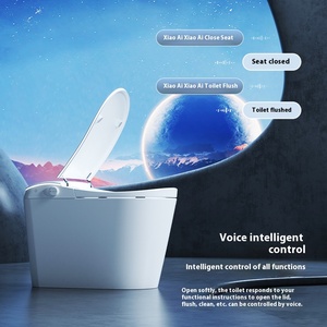 Ensemble de salle de bain intelligent en marbre avec application mobile, toilettes intelligentes à poser au sol, douche à capteur, chasse d'eau et ouverture du couvercle par geste de la <span class=keywords><strong>main</strong></span> pour lavabo - Product Image 6