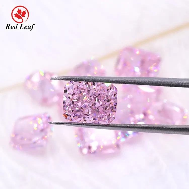 Redleaf مجوهرات الاصطناعية الماس المواد أعلى مشع قص تشيكوسلوفاكيا الأحجار الكريمة الوردي مكعب أحجار زركونيا
