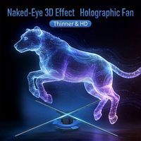 Ventilateur Holographique 3D de 50 cm avec Bluetooth et Contrôle par Cluster, Écran Multi-Fonctionnel à Assemblage, Support de Sol OEM pour Publicité
