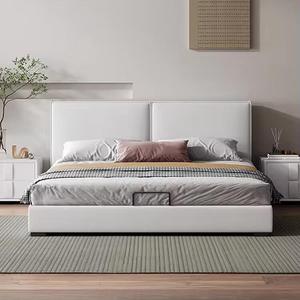 เตียงผ้าหุ้มโครงไม้ดีไซน์ทันสมัยแบบเรียบง่าย ขนาดคิงไซส์ - Product Image 2
